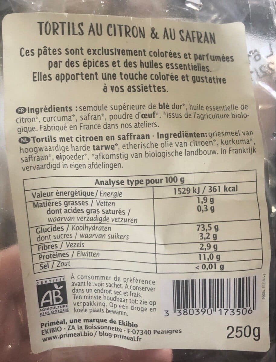 Primeal Tortils citron & safran packshot