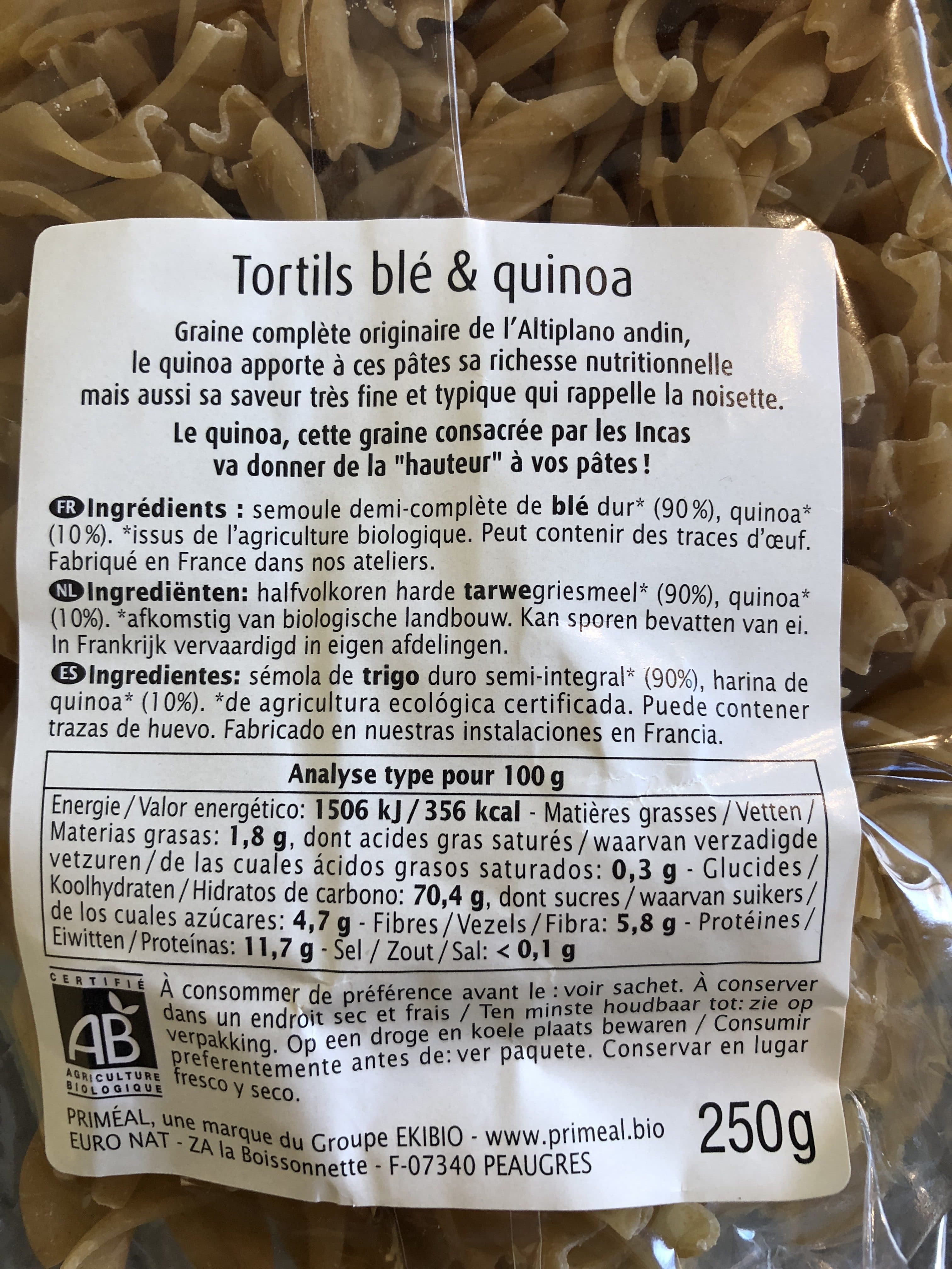 Primeal Tortils Au Quinoa packshot