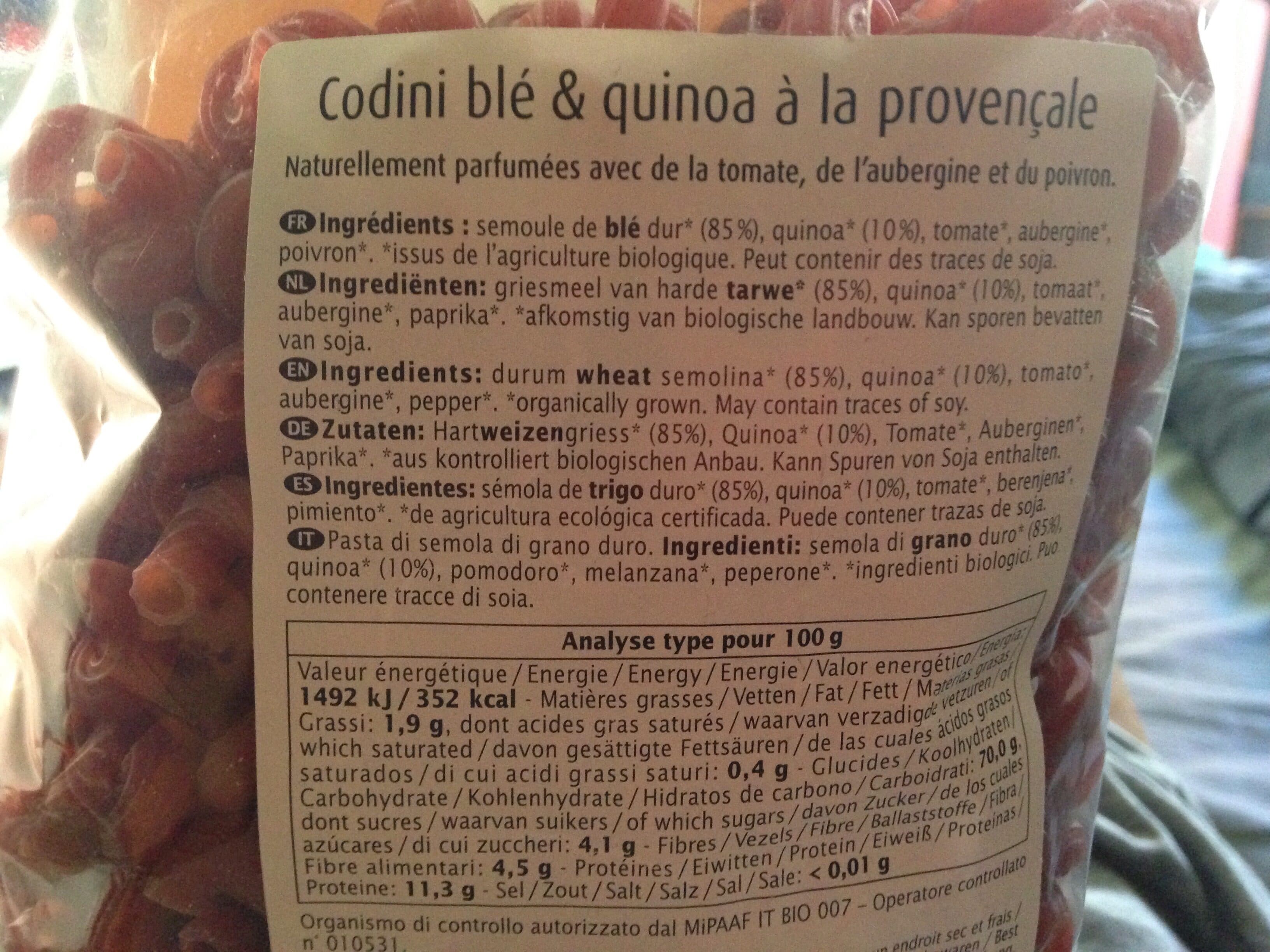 Primeal Codini blé & quinoa à la provençale packshot