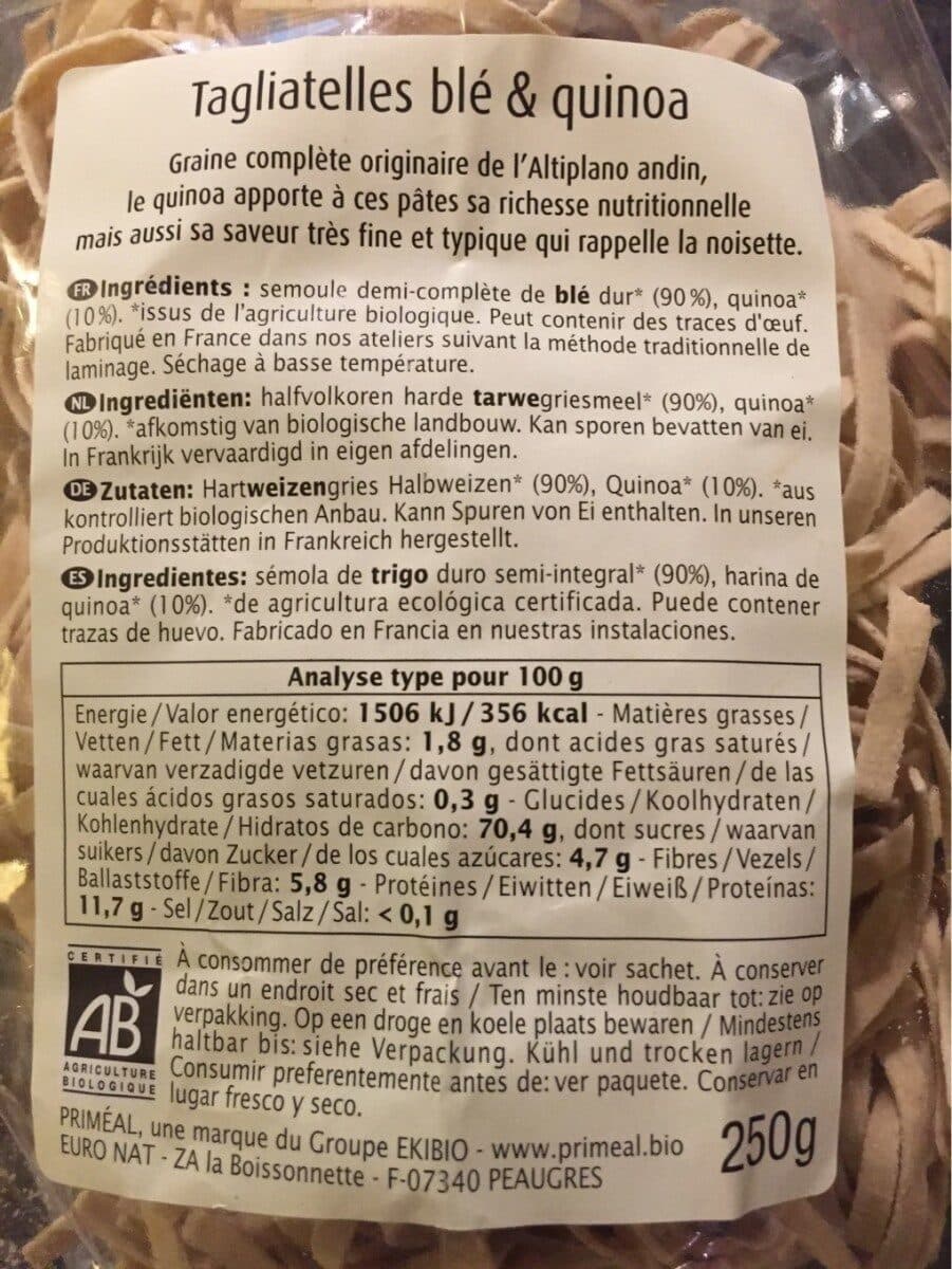 Primeal Tagliatelles ble & Quinoa packshot