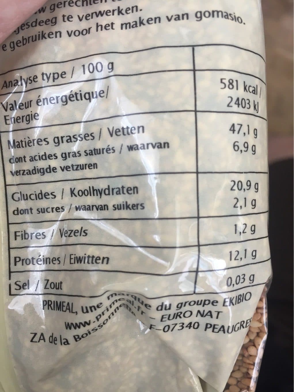 Primeal Graines De Sésame Complet Grillé Bio & équitable packshot