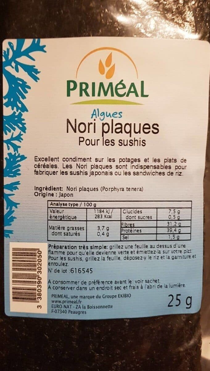 Priméal Nori plaques pour sushis packshot