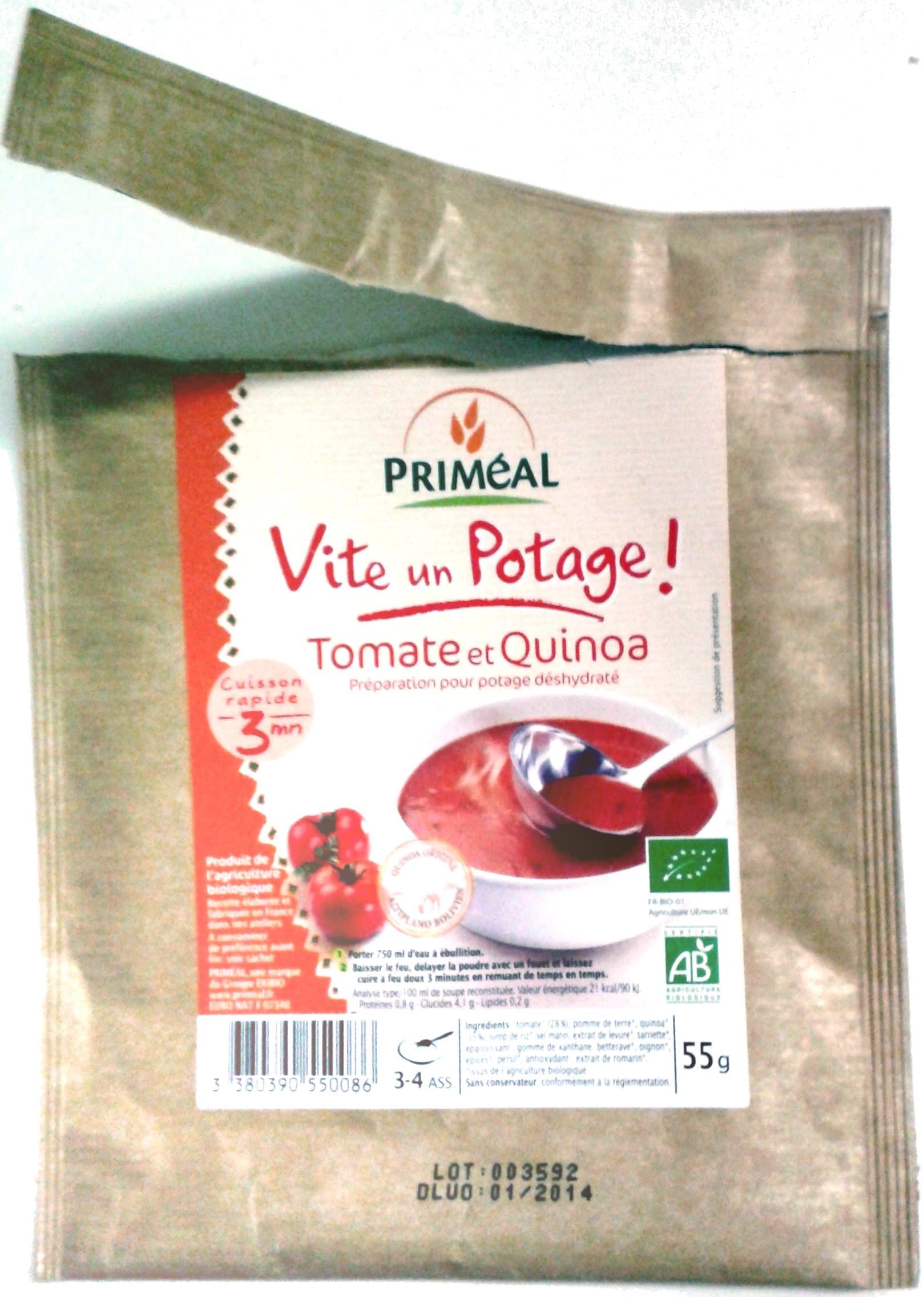 Primeal Soupe Tomate et Quinoa packshot