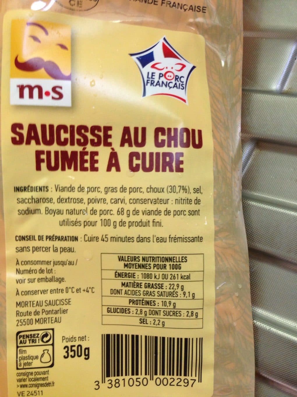 Open Food Facts Saucisse au chou packshot