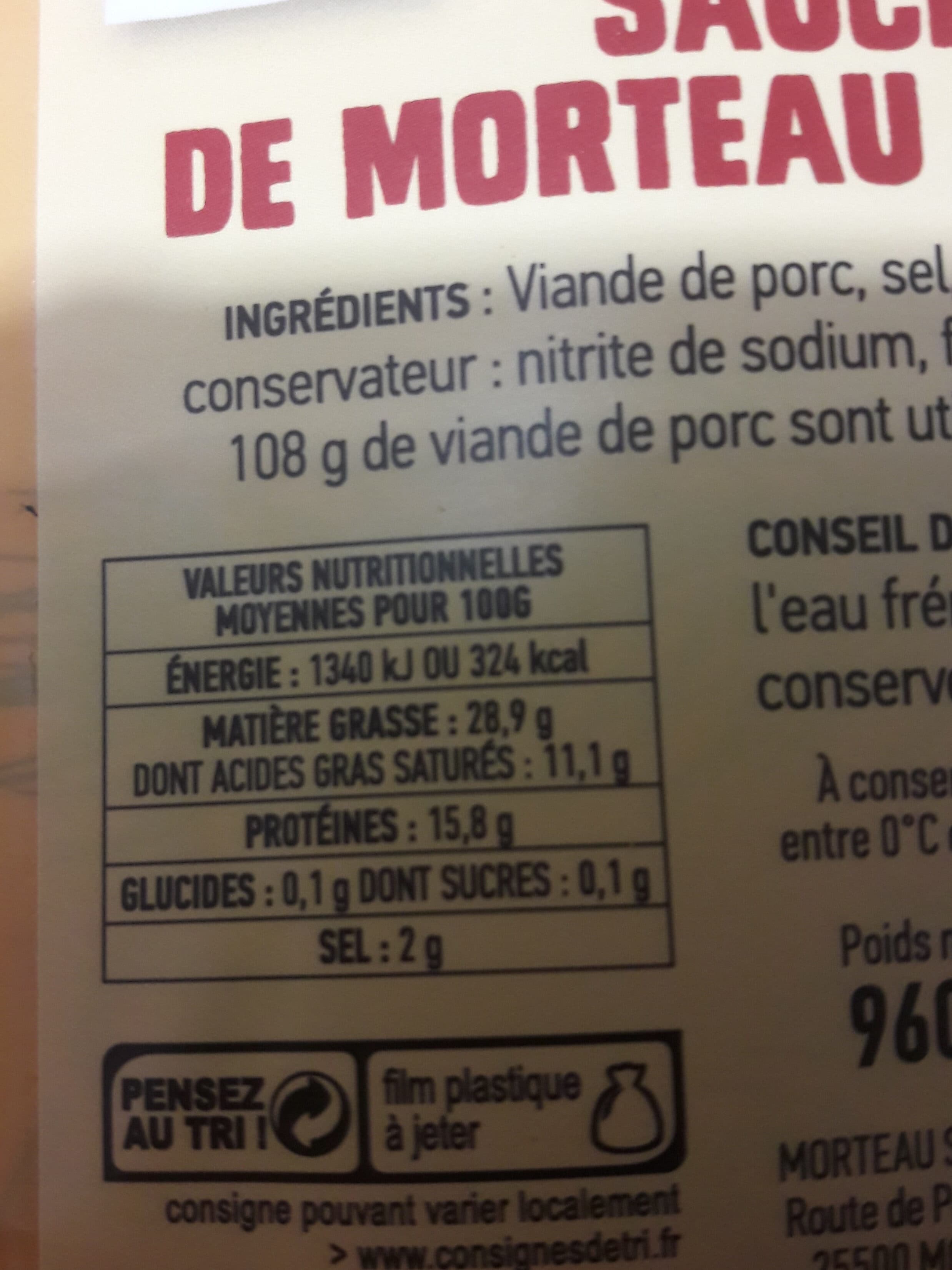 Open Food Facts Saucisse de Morteau IGP packshot