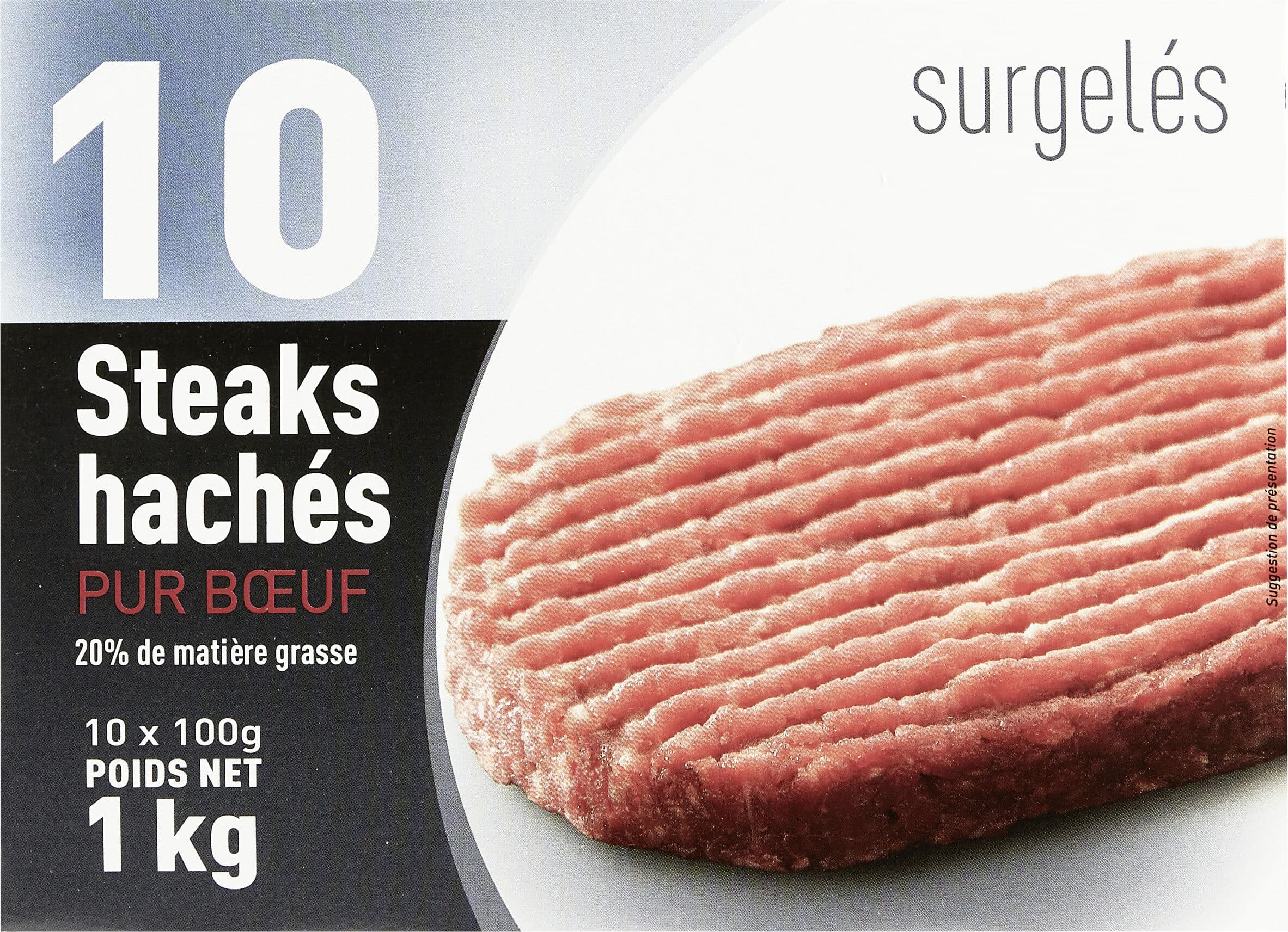 Chiron 10 Steaks hachés pur boeuf 20% MG surgelés packshot
