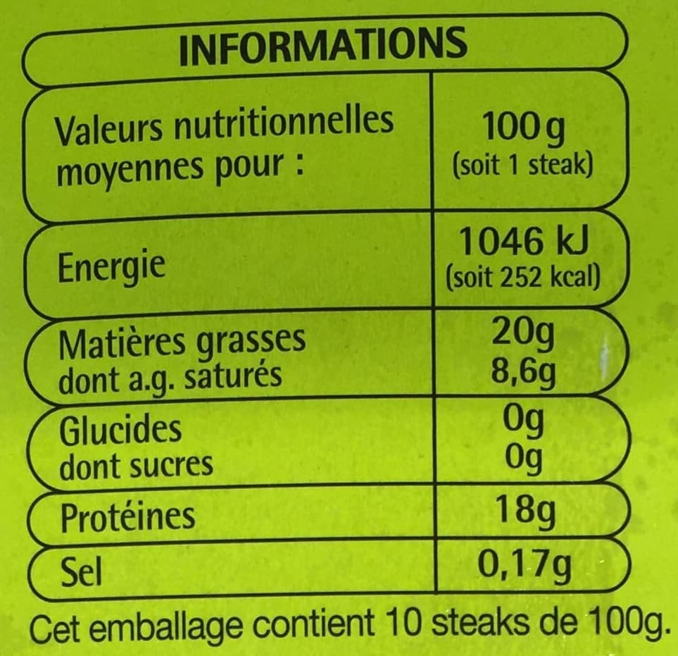 Chiron 10 steaks hachés (20% MG) packshot