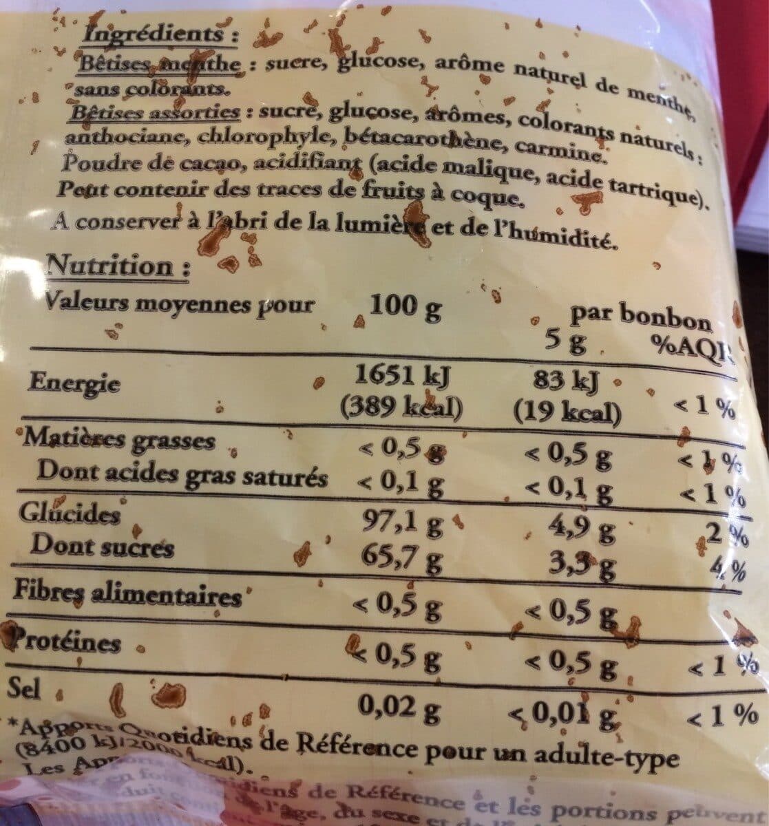 Open Food Facts Bêtises de Cambrai packshot