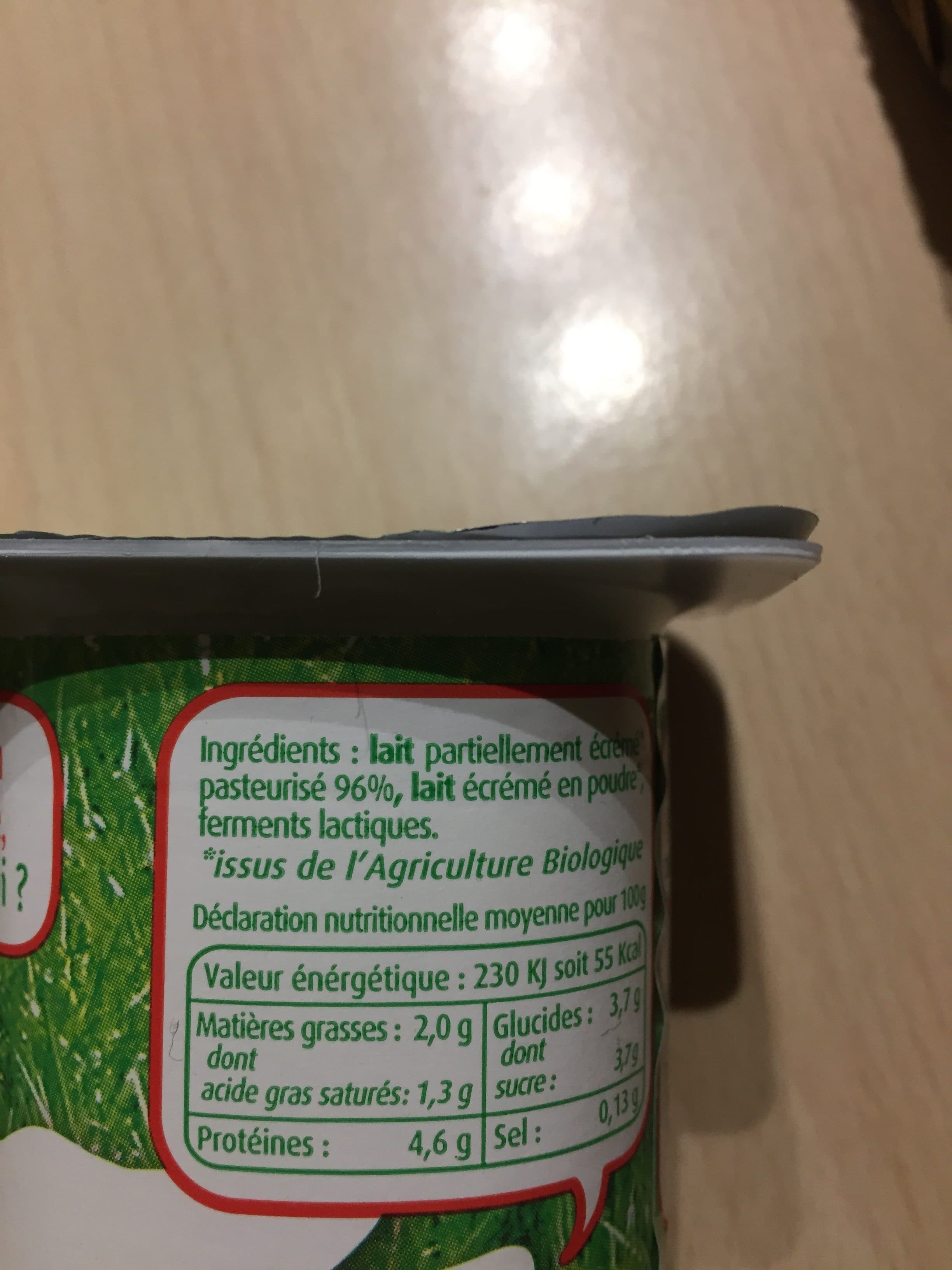 Bio Gam Nature demi écremé packshot