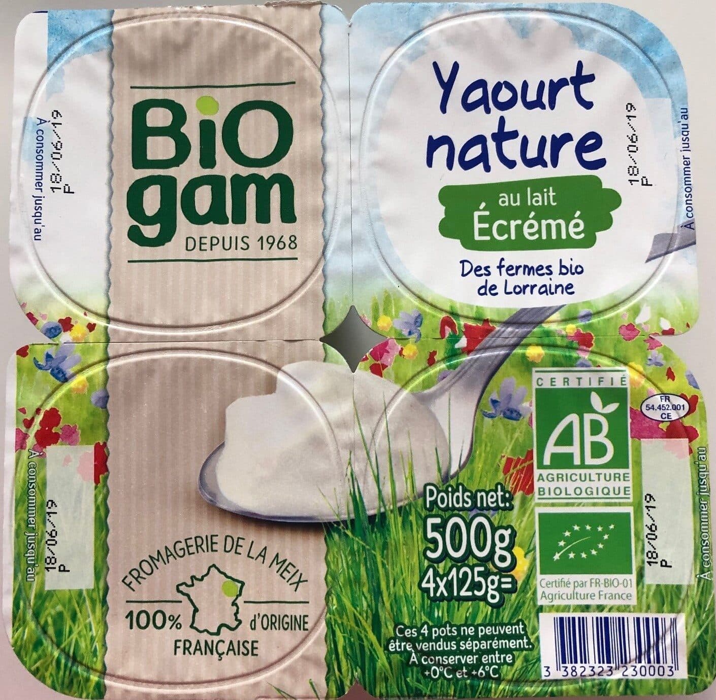 BIOGAM Yaourt Nature au lait Écrémé packshot