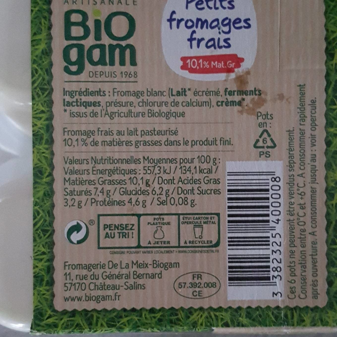 Bio Gam 6 X 50G Petit Suisse Le Petit Biogam 45% packshot