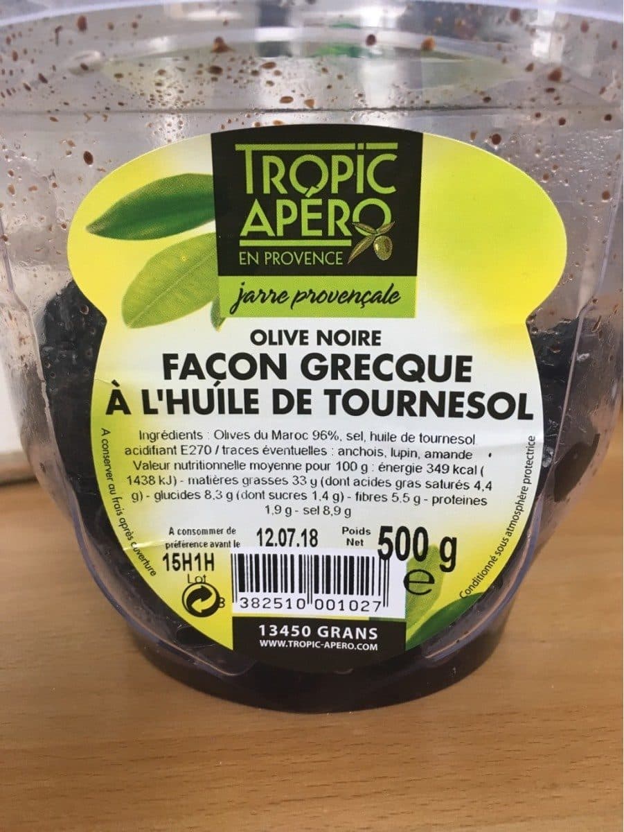 Tropic Apéro Olive noire façon Grecque à l'huile de tournesol packshot