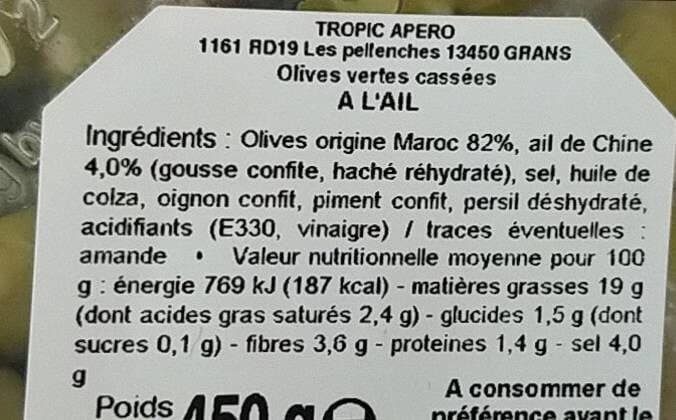 Tropic Apéro Olives vertes cassées à l'ail packshot