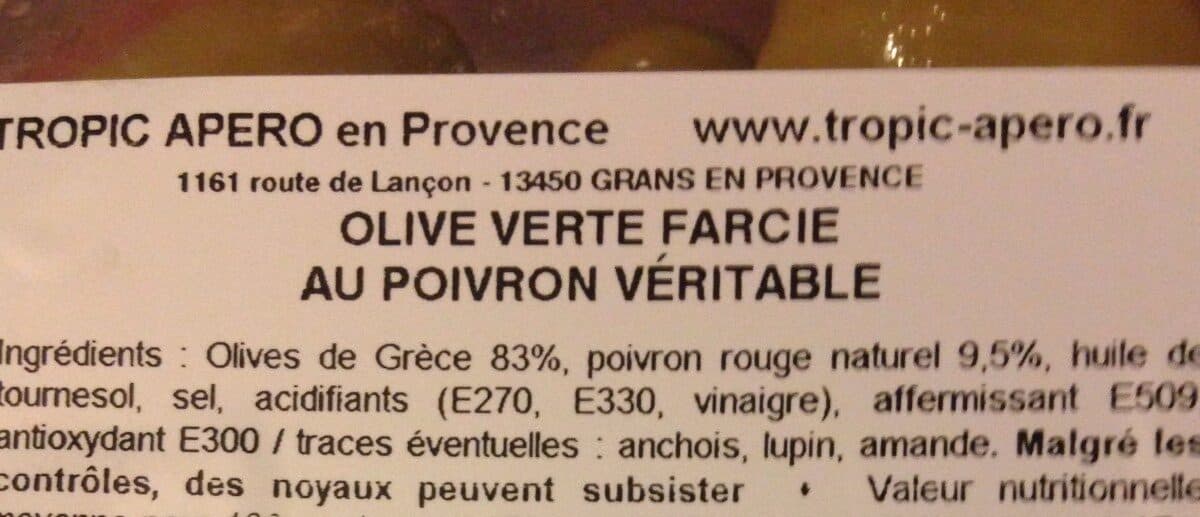 Open Food Facts Olives vertes farcies au poivron veritable packshot