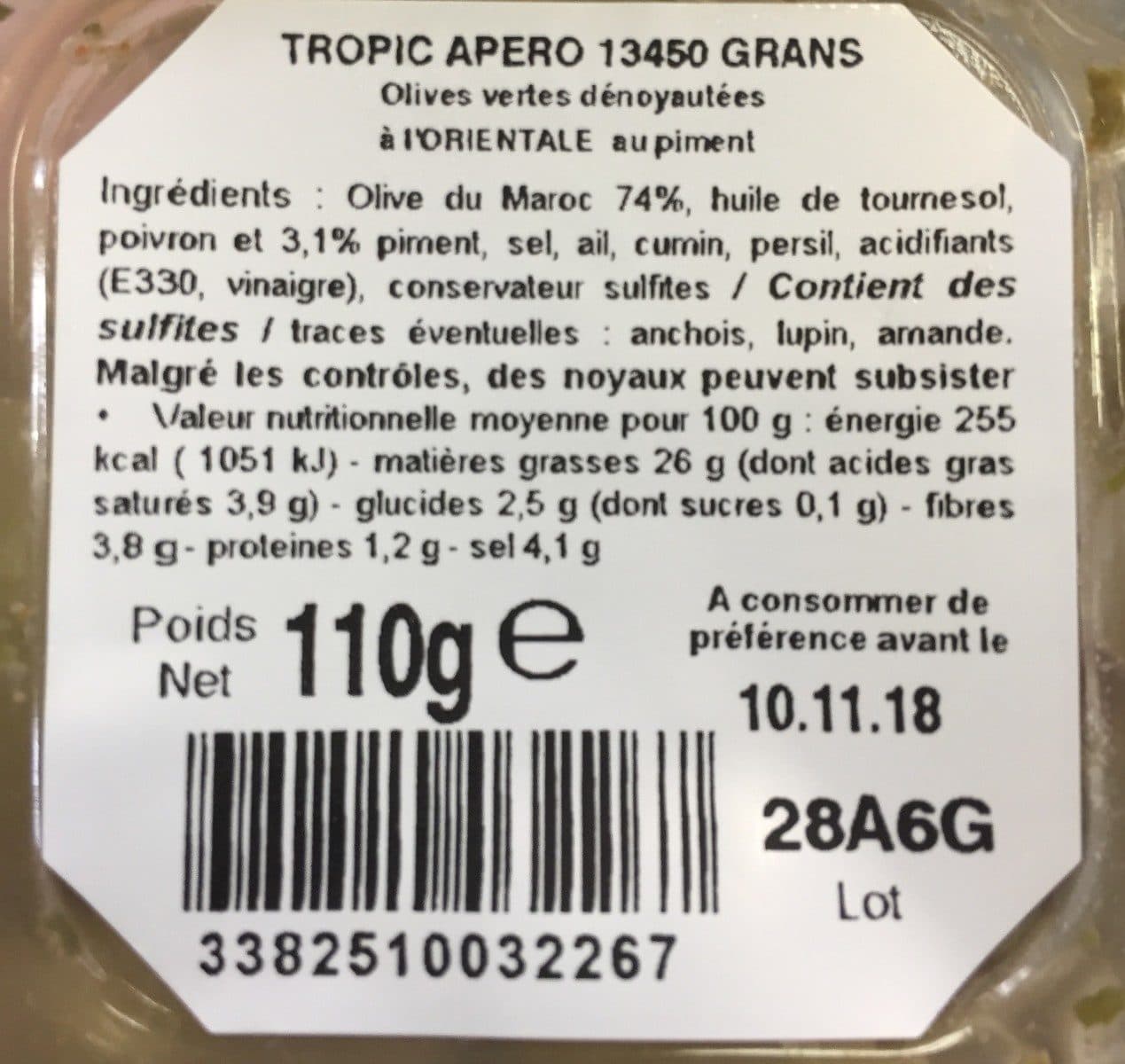 Open Food Facts Olives vertes dénoyautées à l'orientale - au piment packshot