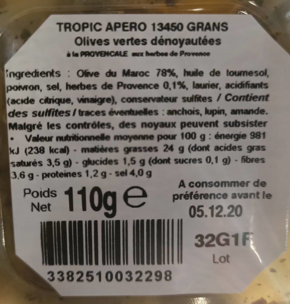 Tropic Apéro Olives vertes dénoyautées packshot