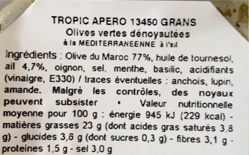 Tropic Apero Olives vertes denoyautes à l'ail packshot
