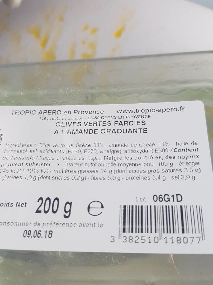 Open Food Facts Olives vertes farcies aux amandes craquantes packshot
