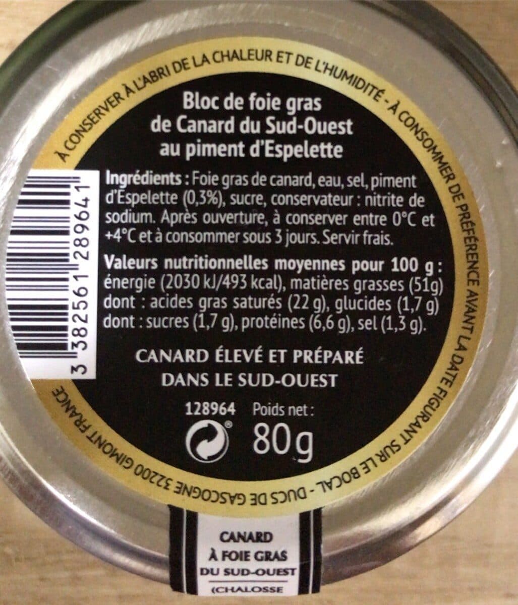 Ducs de Gascogne Bloc de foie gras de canard packshot
