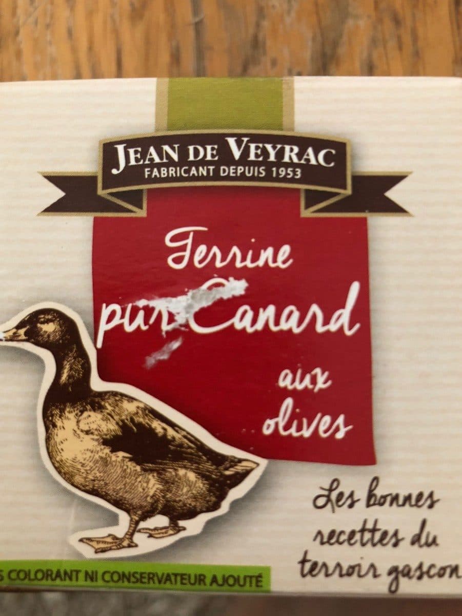 Jean de Veyrac Terrine pur canard aux olives packshot