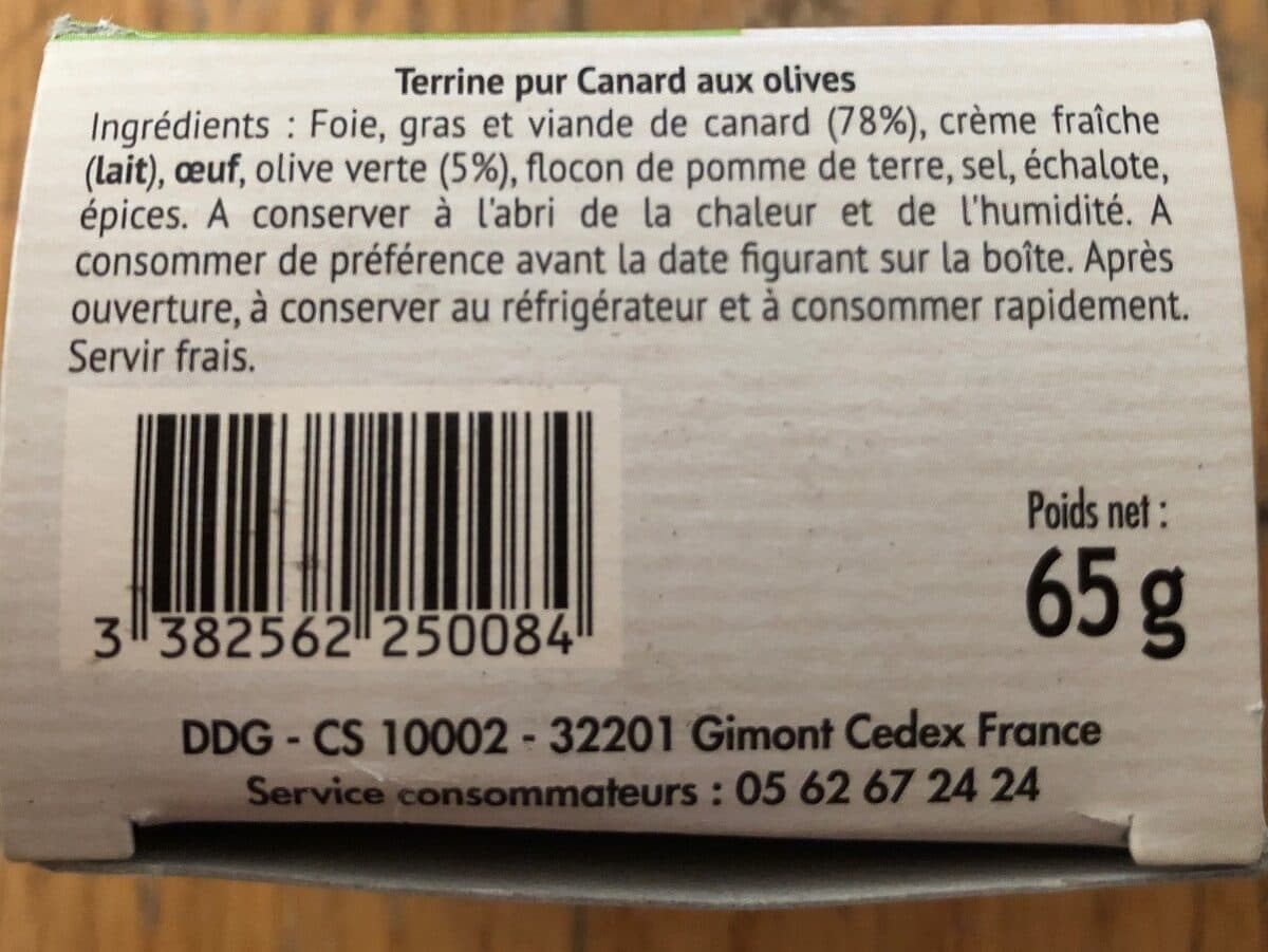 Jean de Veyrac Terrine pur canard aux olives packshot