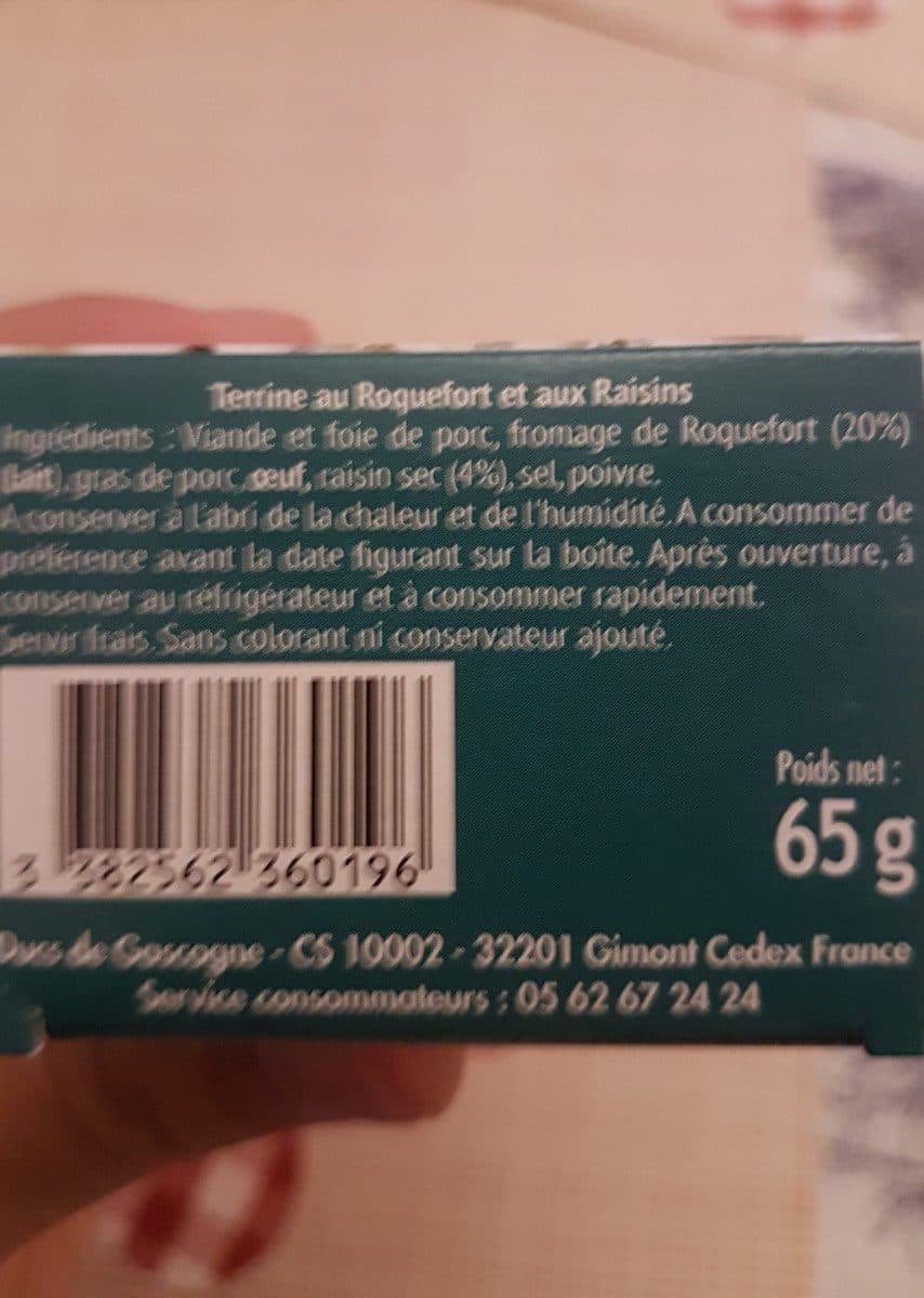 Ducs de Gascogne Terrine roquefort et raisin packshot