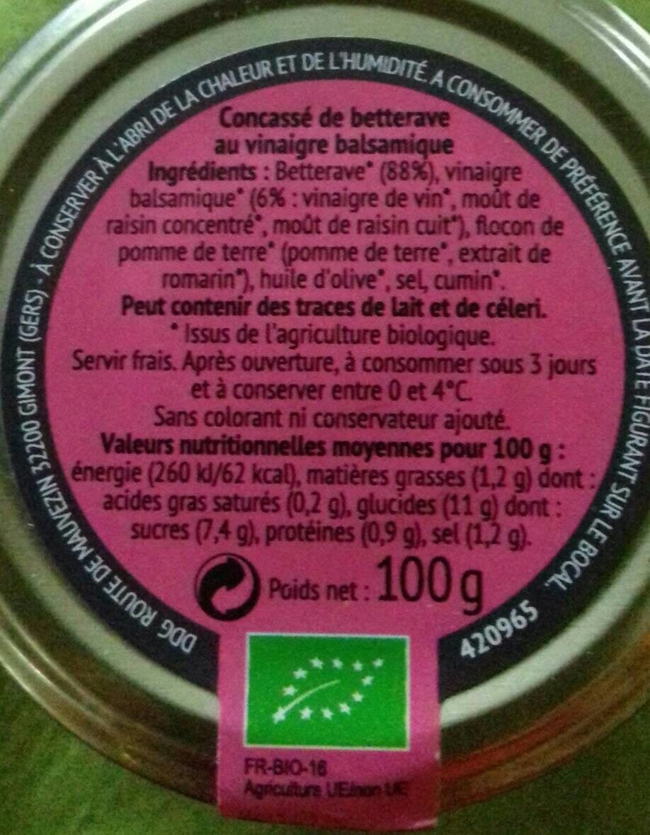 Les bio du bocal Creme a tartiner betterave et vinaigre balsamique packshot
