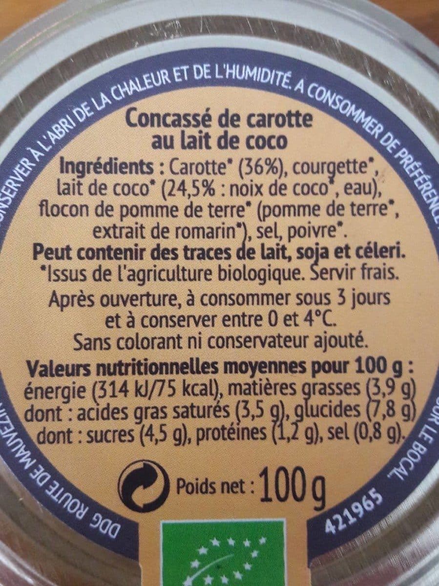 Les bio du bocal Carotte&Lait de coco packshot