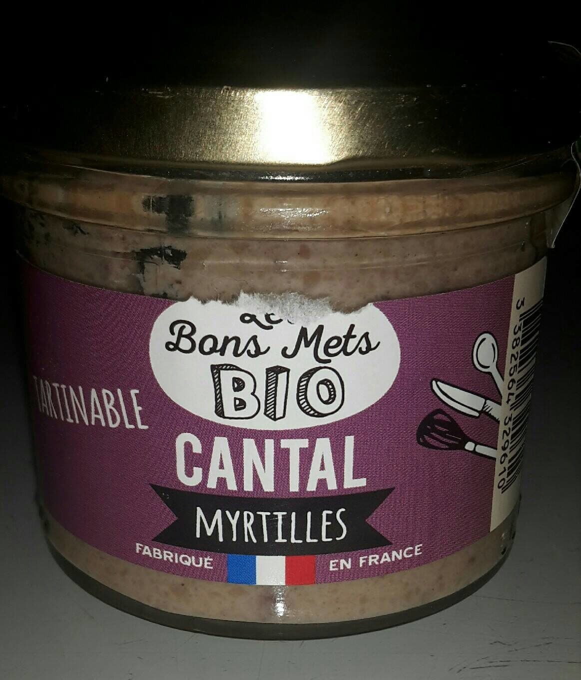 Les Bons Mets Bio Tartinable Cantal myrtilles packshot