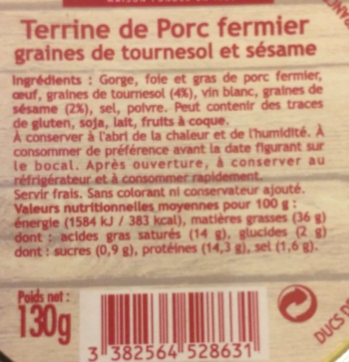 Ducs De Gascogne Terrine de Porc fermier packshot