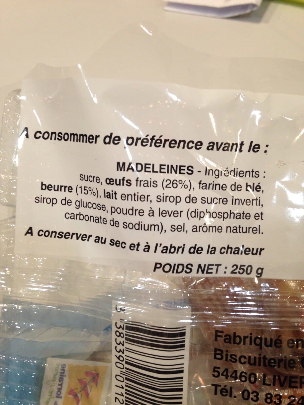 Biscuiterie chenel Madeleines De Liverdun packshot
