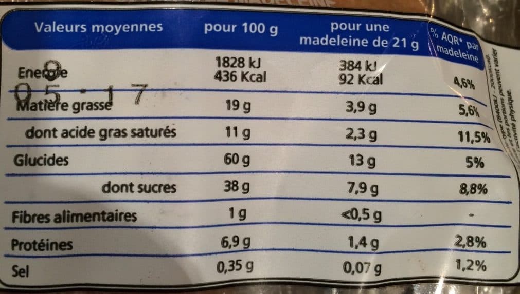 Chenel Madeleines packshot