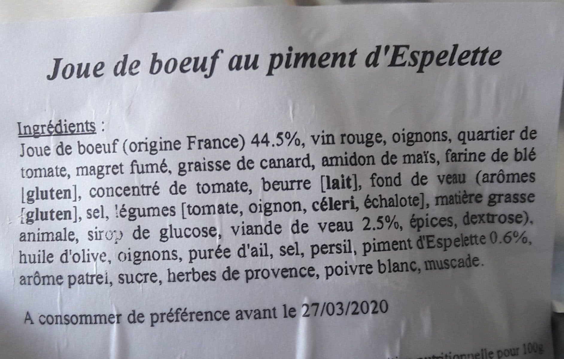 Open Food Facts Joue de boeuf au piment d Espelette packshot