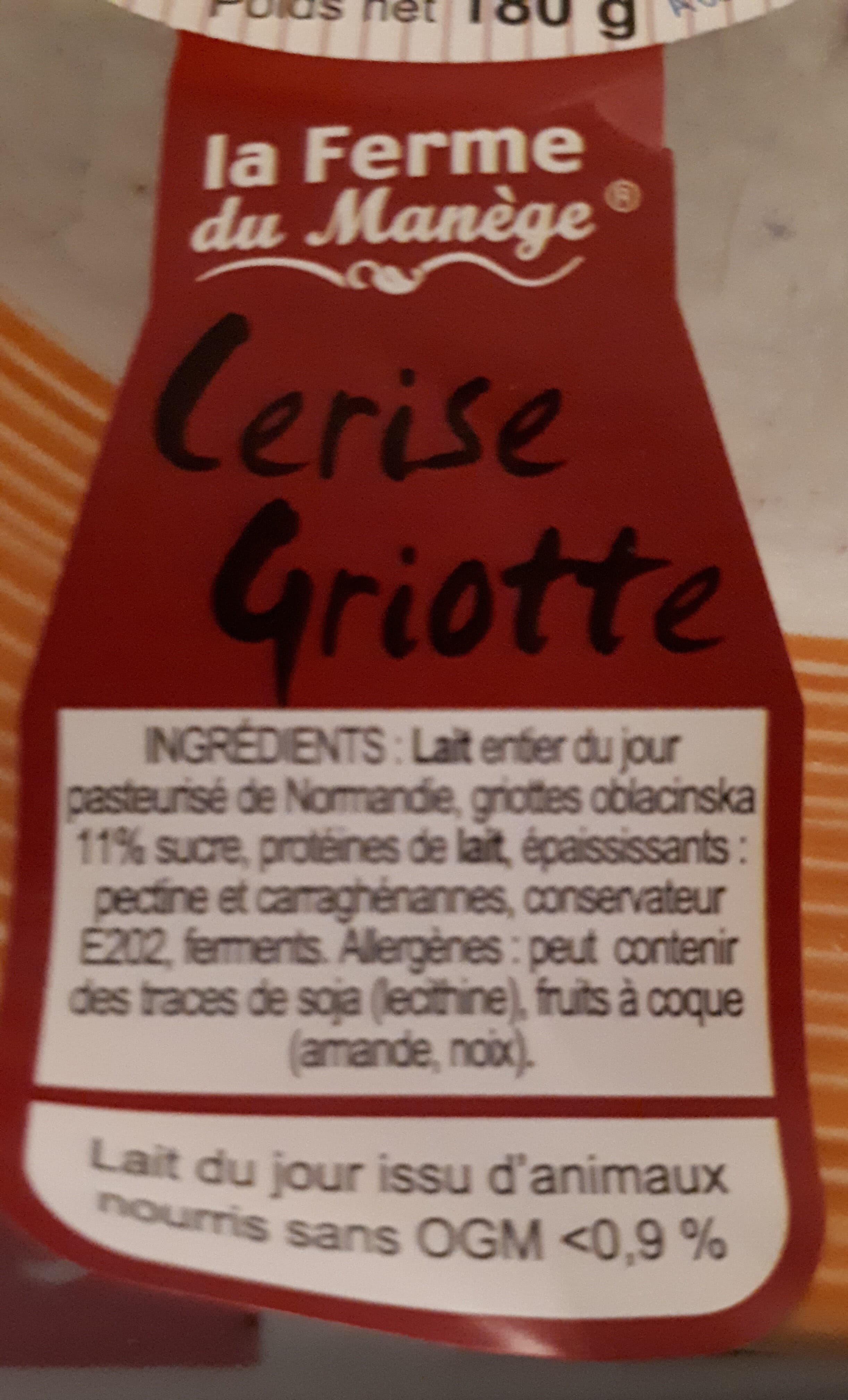 La Ferme Du manège Yaourt entier au lait du jour cerises griottes packshot