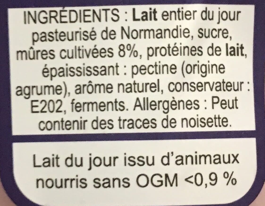 La ferme du manege Yaourt au lait entier, mûre packshot