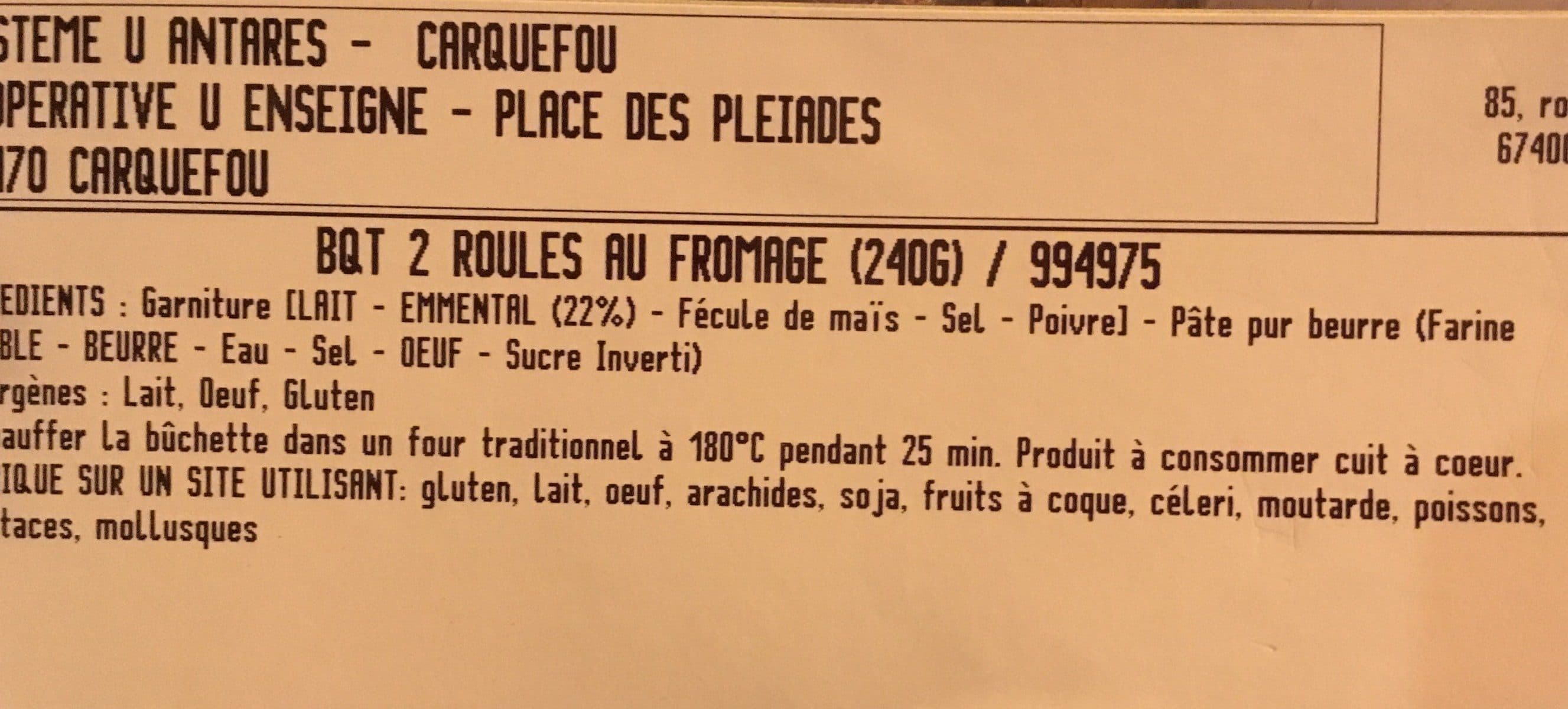 Open Food Facts Rouleaux au fromage packshot
