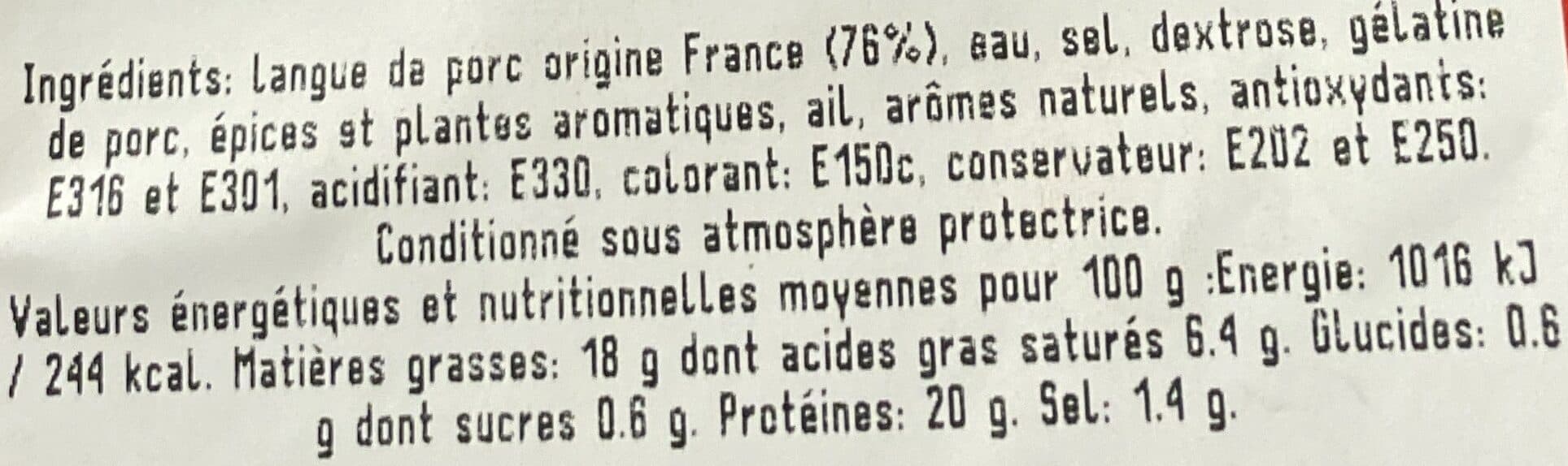 Saveurs Bressanes Langue de porc en gelée en tranches packshot