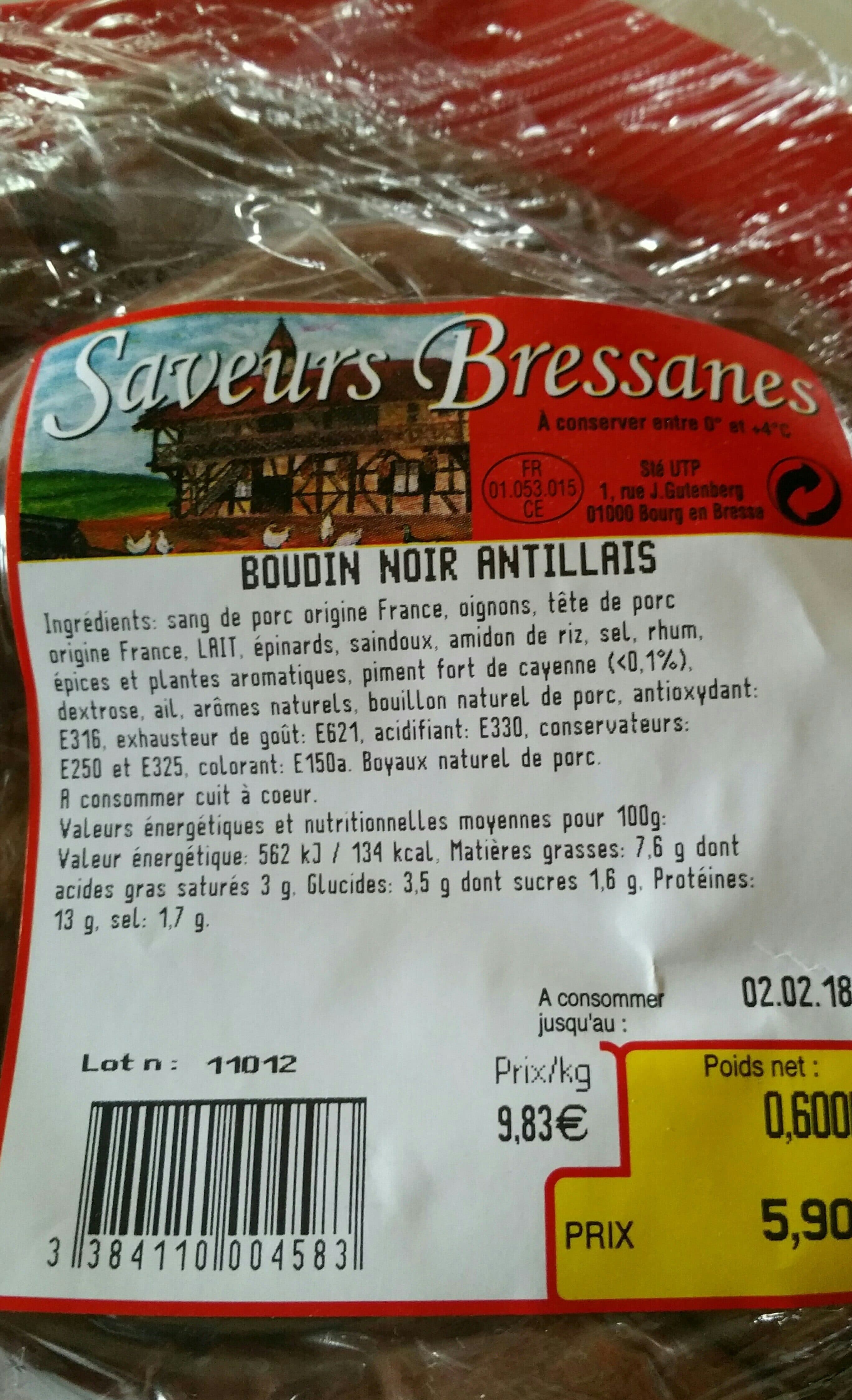 Saveurs bressanes Boudin noir antillais packshot