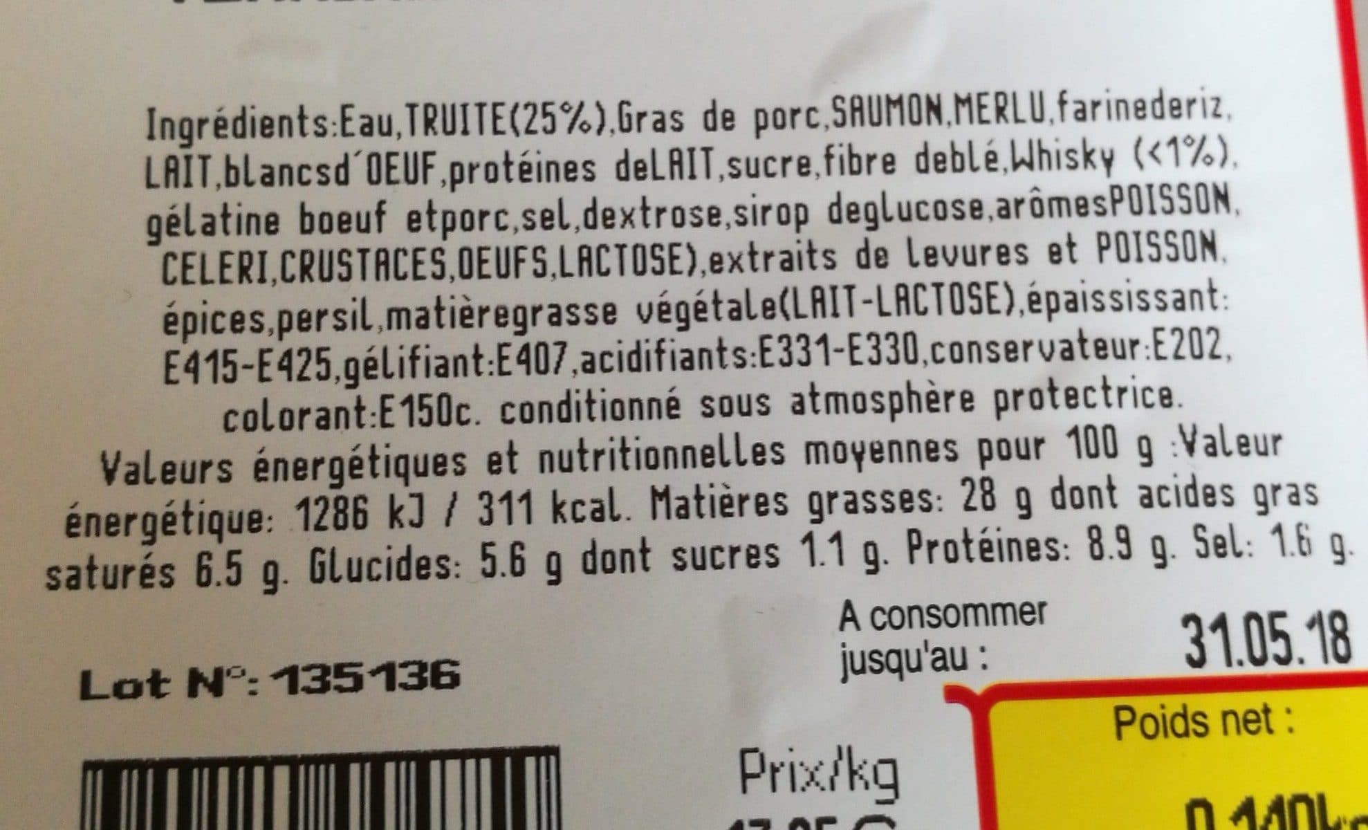 Saveurs Bressanes Saveurs Bressanes terrine truite au whisky 2 tranches packshot