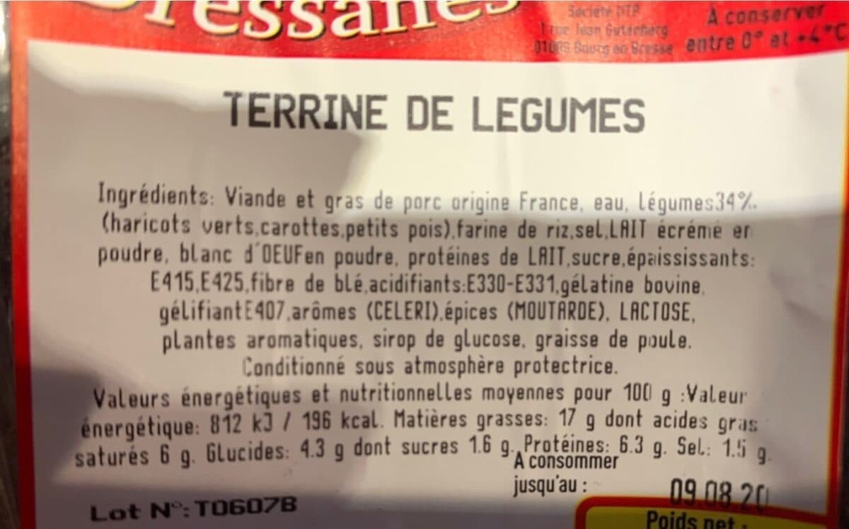 Saveurs Bresannes Saveurs Bressanes terrine de légumes 2 tranches packshot