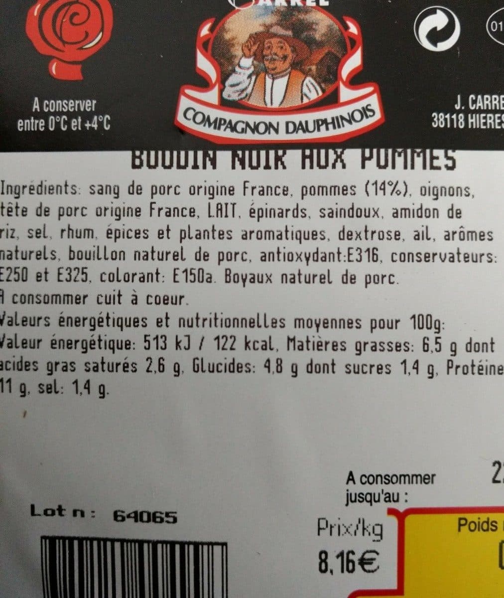 Open Food Facts Boudin noir aux pommes packshot