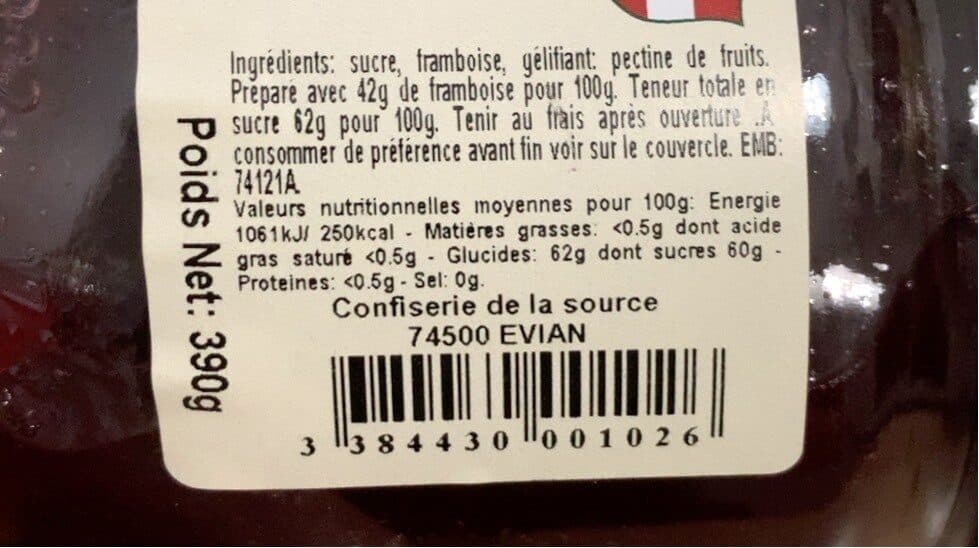Open Food Facts Confiture de Framboise epépinée packshot