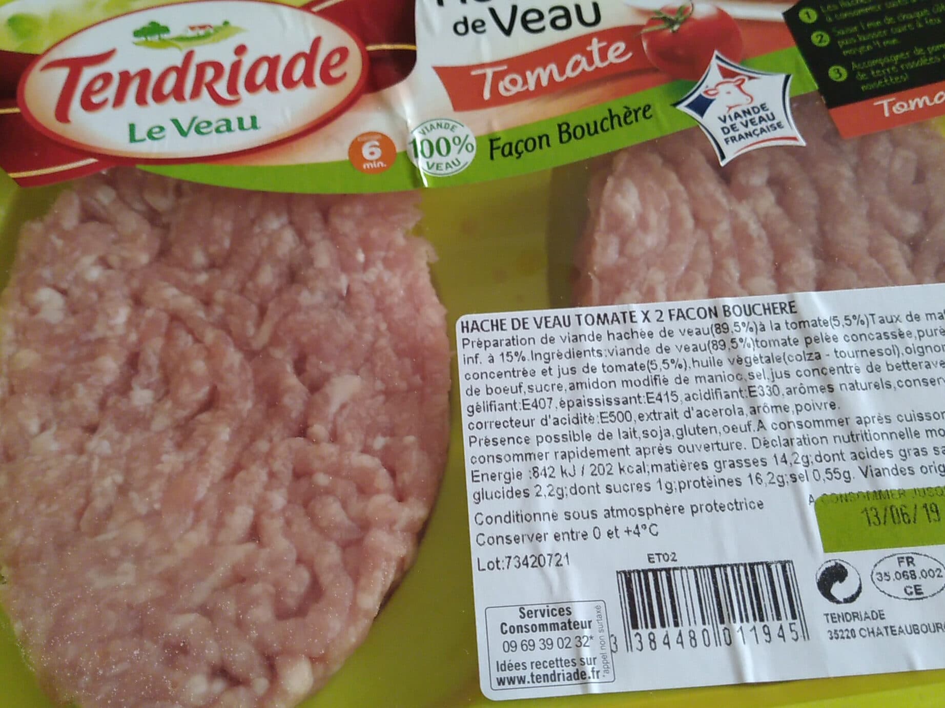 Tendriade Haché de veau Tomate façon bouchère - Tendriade packshot