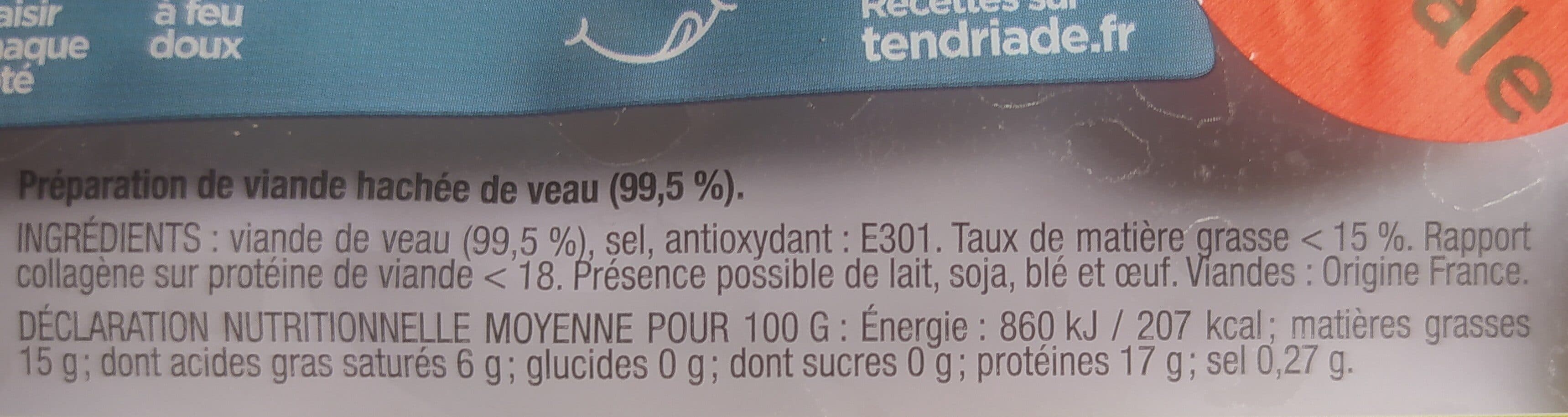 Tendriade Hache de veau nature x 4 packshot