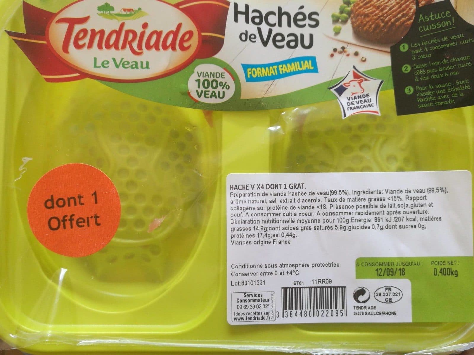 Tendriade Hachés des veau packshot