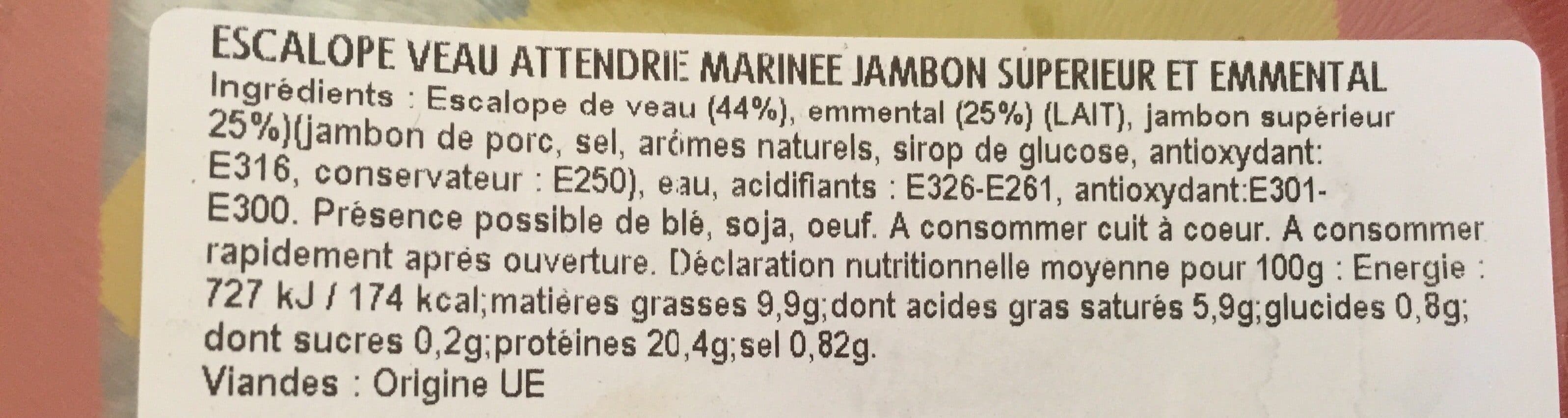 Open Food Facts Escalope de veau roulées jambon supérieur et emmental packshot