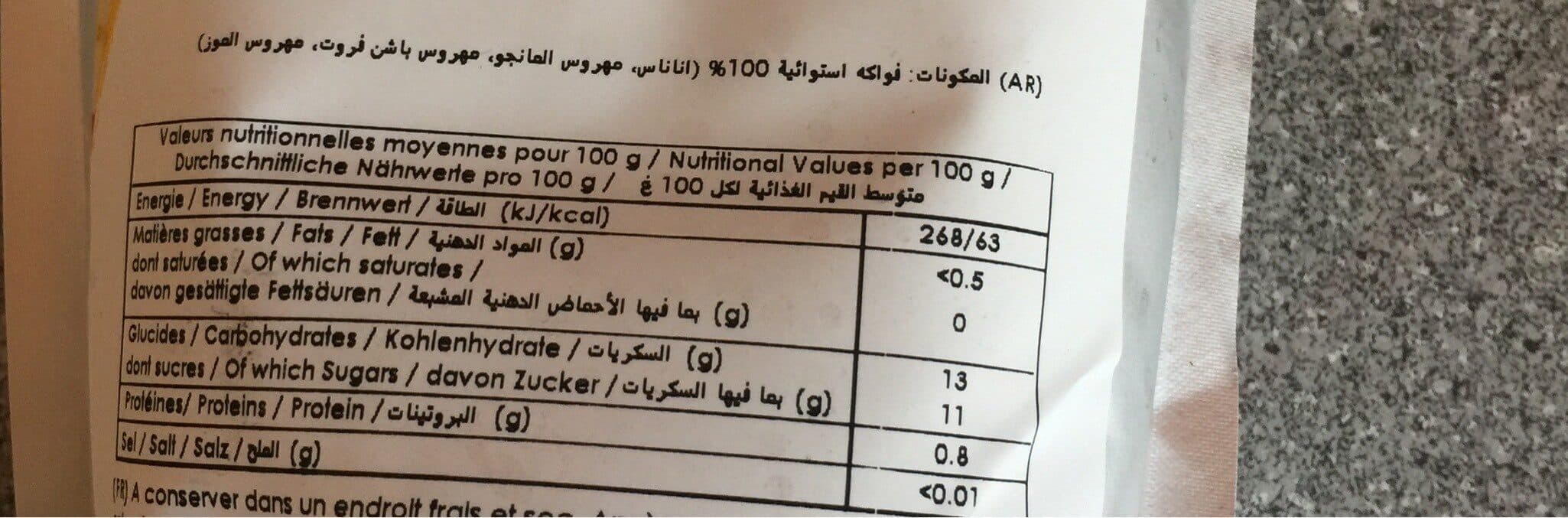 Open Food Facts Puree de fruits exotiques non sucrée packshot