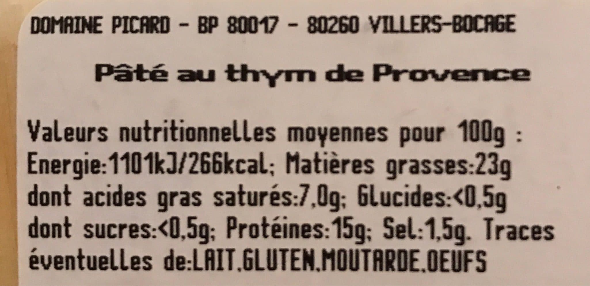 Domaine Picard Terrine au thym de provence packshot