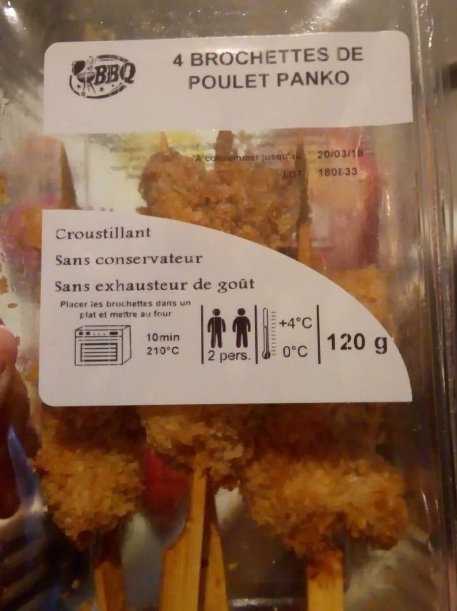 Open Food Facts 4 brochettes de poulet panko packshot
