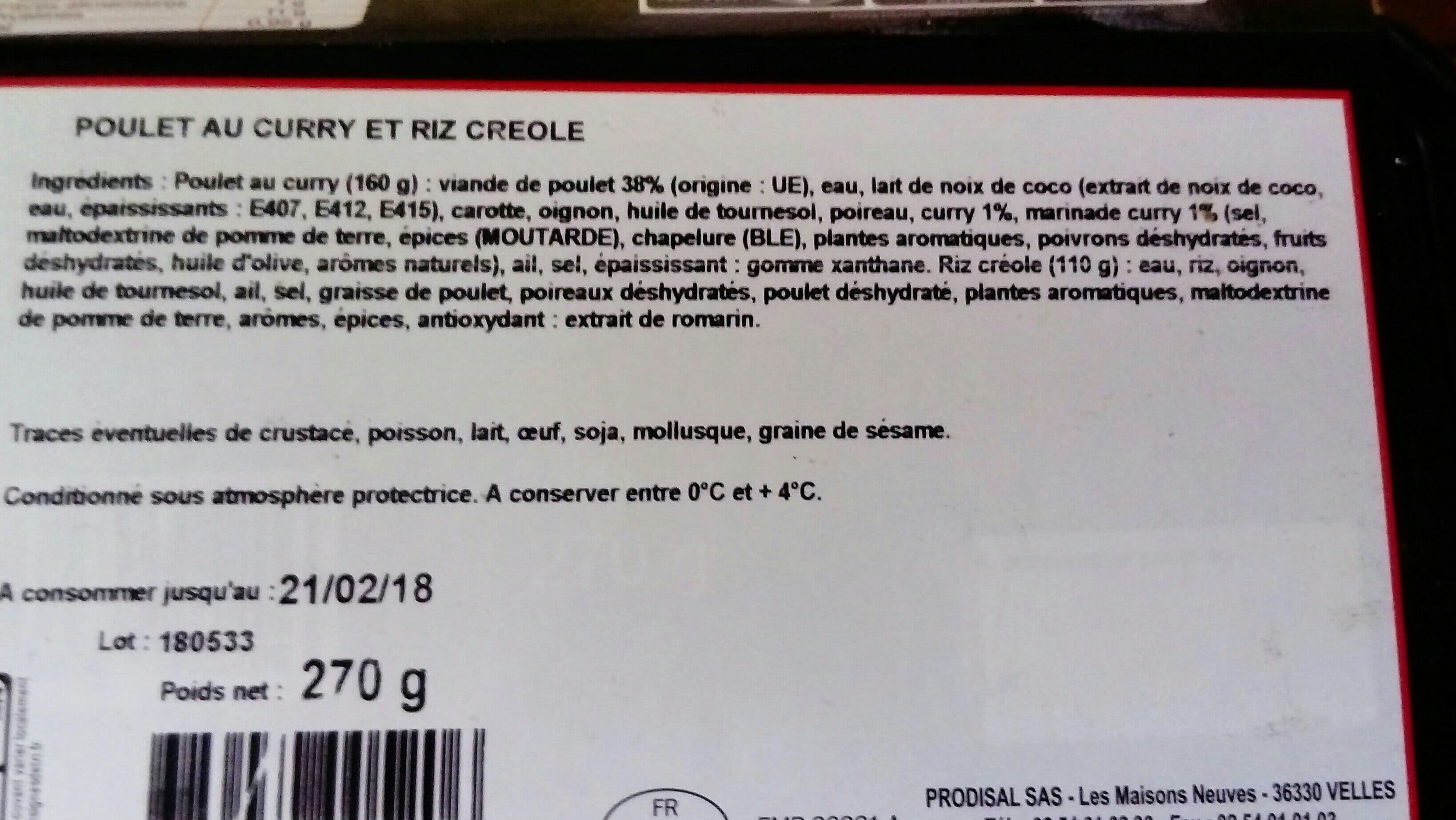 Merveilles D'Asie Poulet au curry & riz créole packshot